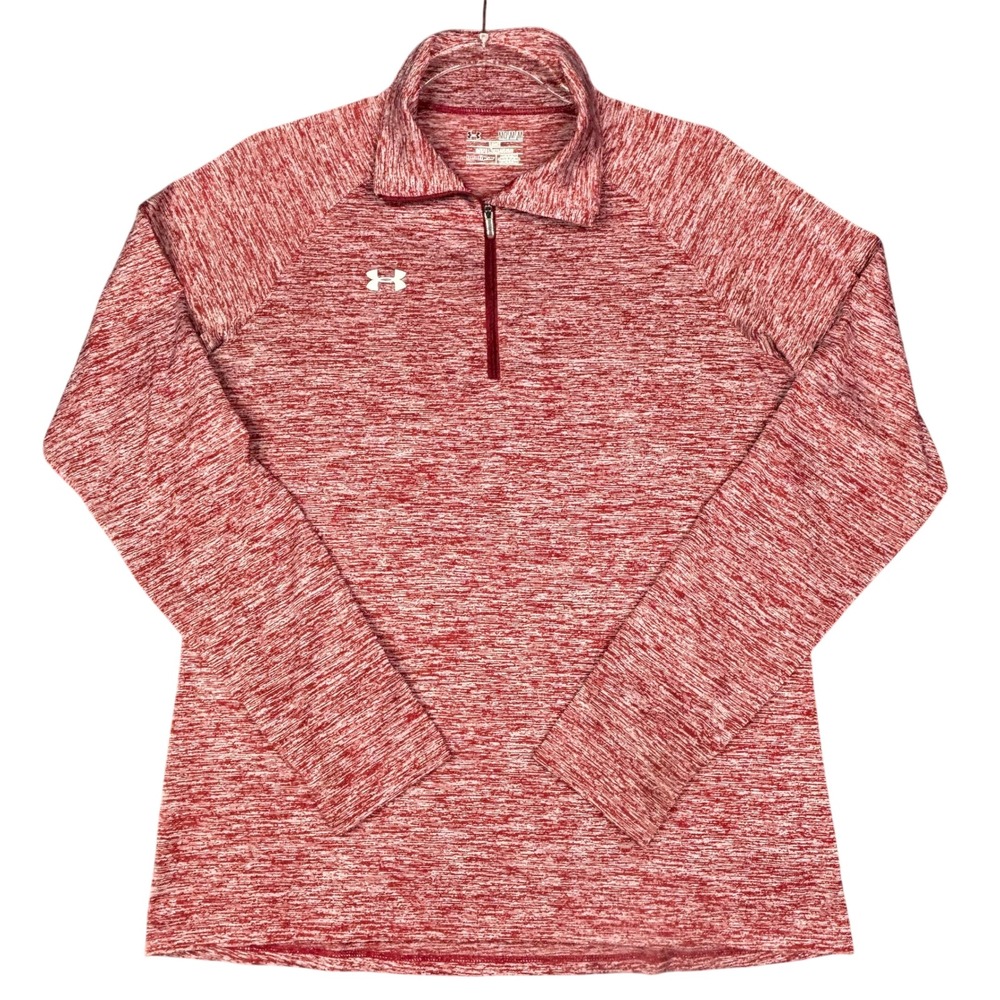 Under Armour Mens HeatGear 1/4 Zip Pullover Red Space Dye Heather Size Medium